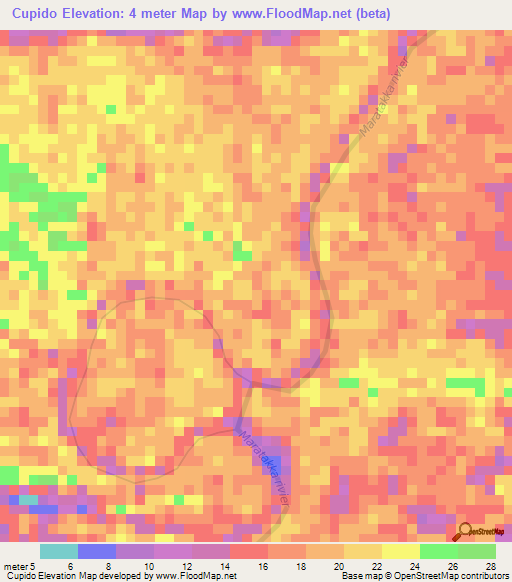 Cupido,Suriname Elevation Map
