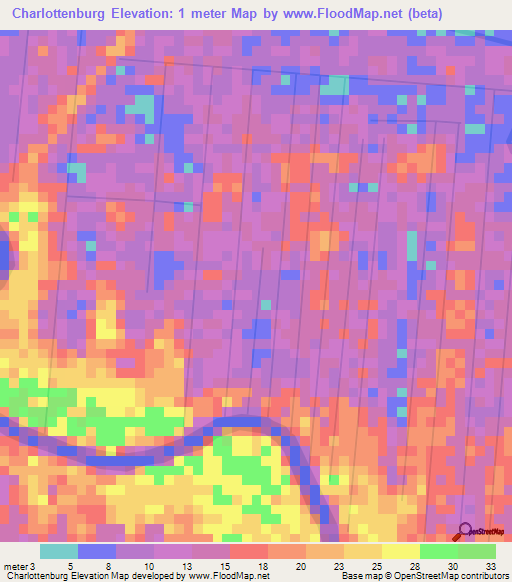 Charlottenburg,Suriname Elevation Map
