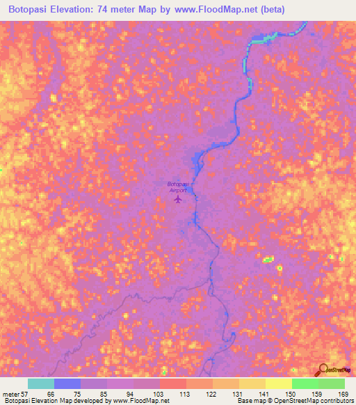 Botopasi,Suriname Elevation Map