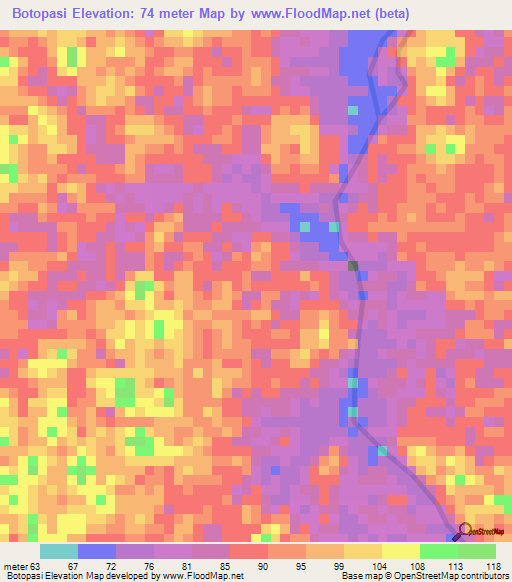 Botopasi,Suriname Elevation Map