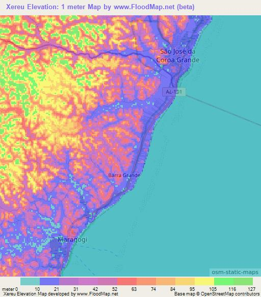Xereu,Brazil Elevation Map
