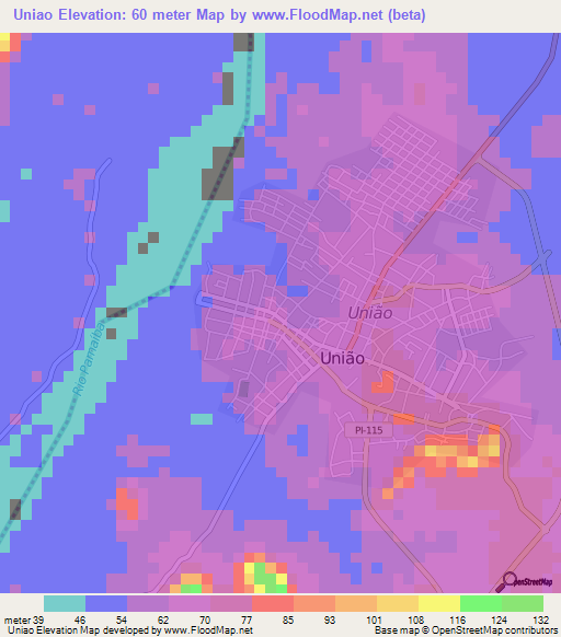 Uniao,Brazil Elevation Map