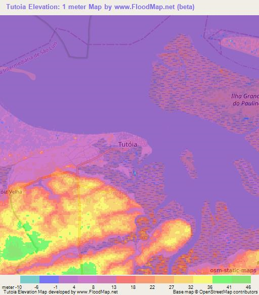 Tutoia,Brazil Elevation Map