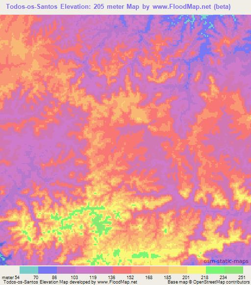 Todos-os-Santos,Brazil Elevation Map