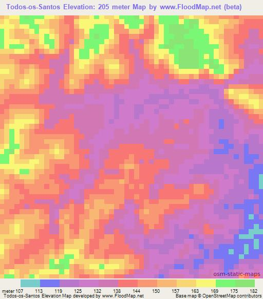 Todos-os-Santos,Brazil Elevation Map
