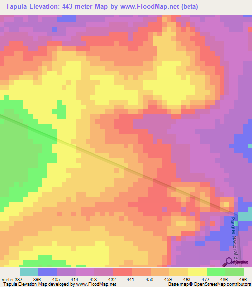 Tapuia,Brazil Elevation Map