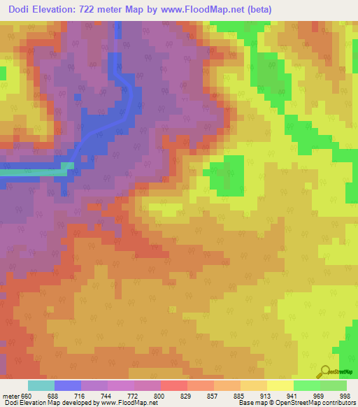 Dodi,Ethiopia Elevation Map