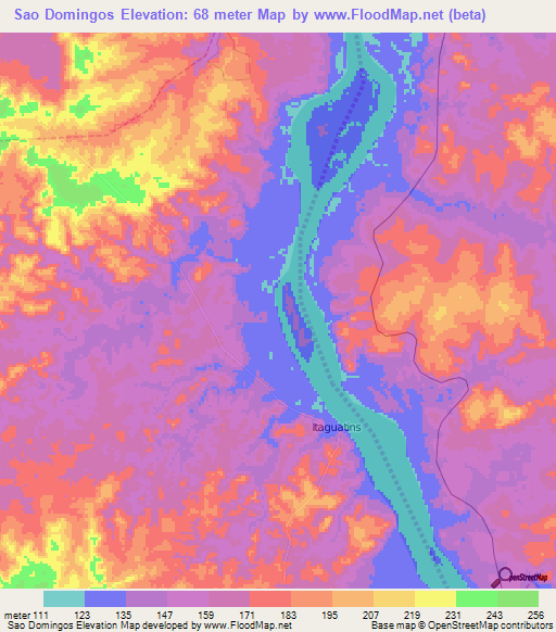 Sao Domingos,Brazil Elevation Map