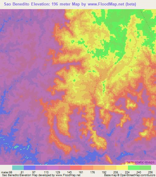 Sao Benedito,Brazil Elevation Map