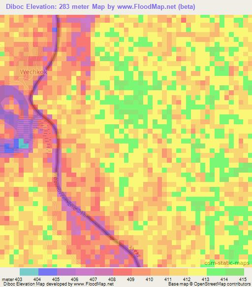 Diboc,Ethiopia Elevation Map