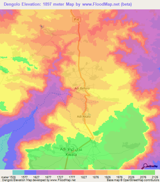 Dengolo,Eritrea Elevation Map