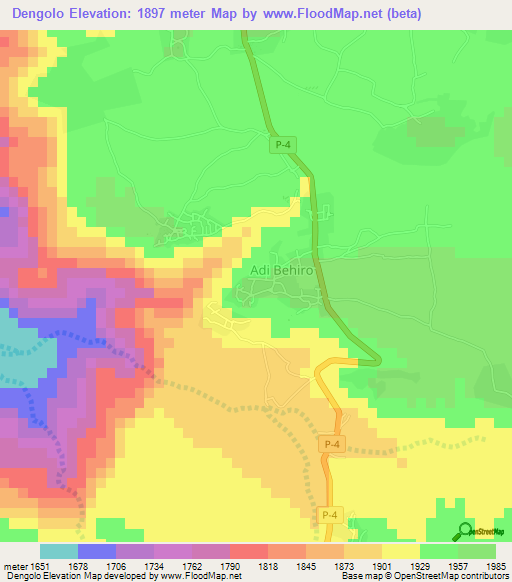 Dengolo,Eritrea Elevation Map