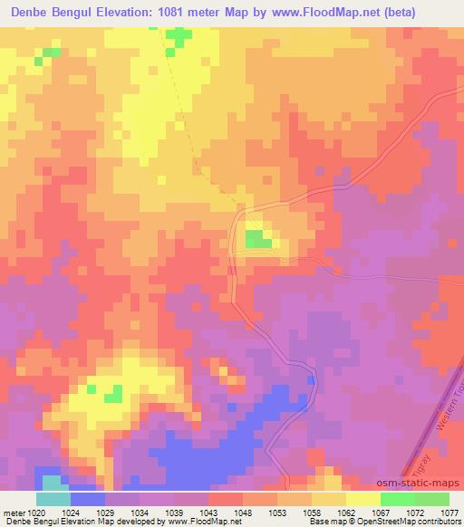 Denbe Bengul,Eritrea Elevation Map