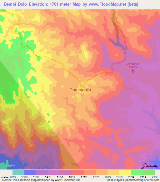Dembi Dolo,Ethiopia Elevation Map
