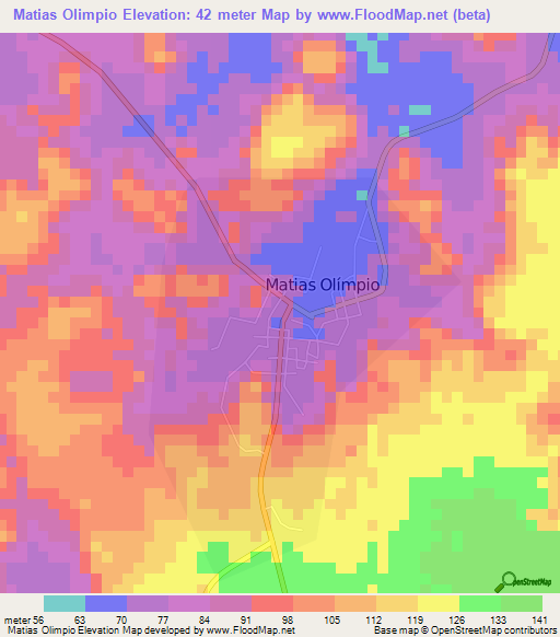Matias Olimpio,Brazil Elevation Map