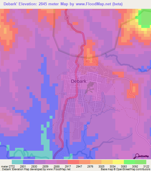 Debark',Ethiopia Elevation Map