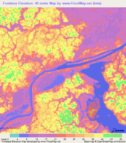 Fortaleza,Brazil Elevation Map
