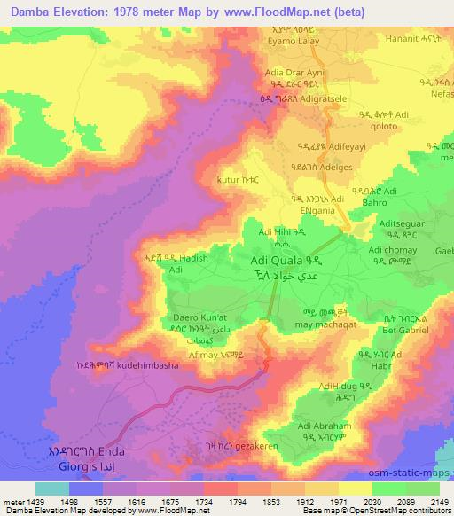 Damba,Eritrea Elevation Map