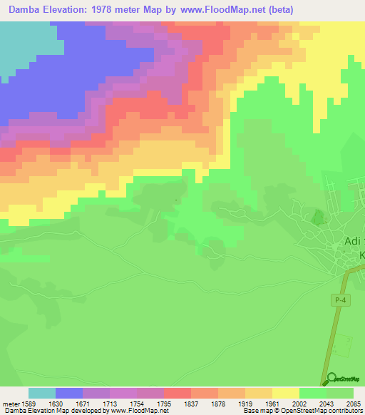 Damba,Eritrea Elevation Map