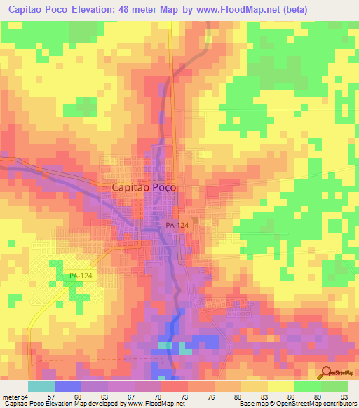 Capitao Poco,Brazil Elevation Map