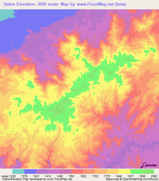 Dabre,Eritrea Elevation Map