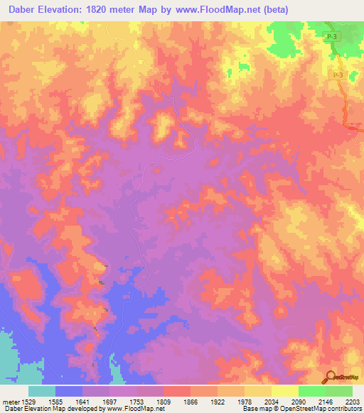 Daber,Eritrea Elevation Map