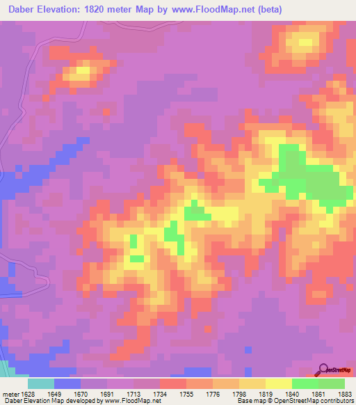 Daber,Eritrea Elevation Map