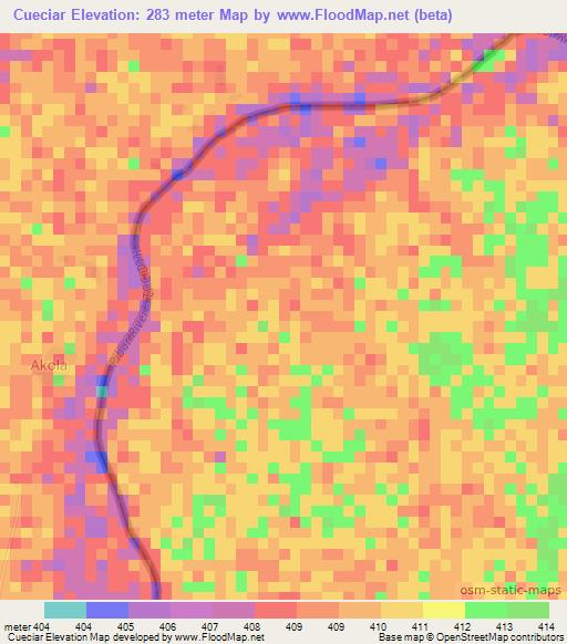 Cueciar,Ethiopia Elevation Map
