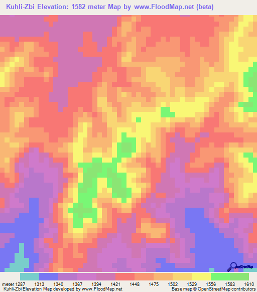 Kuhli-Zbi,Eritrea Elevation Map