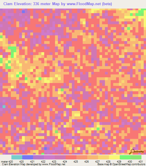 Ciam,Ethiopia Elevation Map