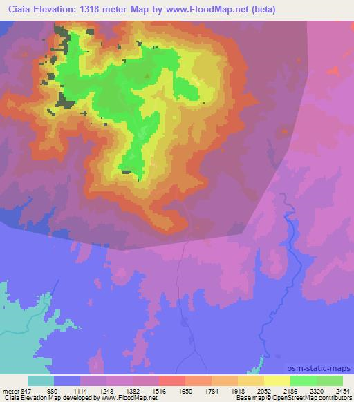 Ciaia,Ethiopia Elevation Map
