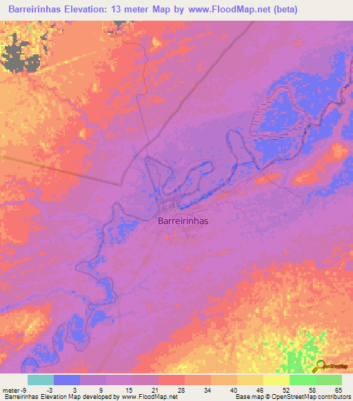 Barreirinhas,Brazil Elevation Map