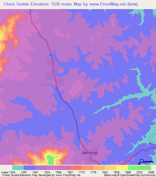 Chera Gudde,Ethiopia Elevation Map