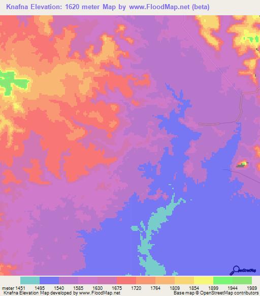 Knafna,Eritrea Elevation Map