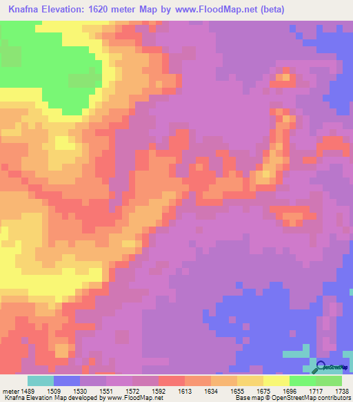Knafna,Eritrea Elevation Map