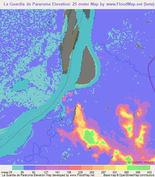La Guardia de Pararuma,Venezuela Elevation Map