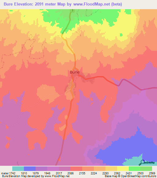 Bure,Ethiopia Elevation Map