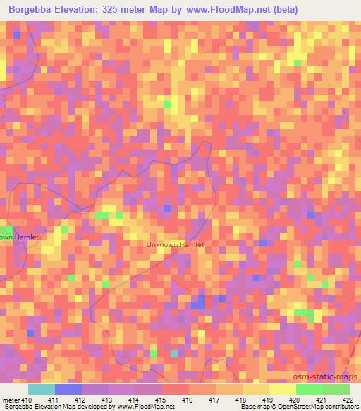 Borgebba,Ethiopia Elevation Map