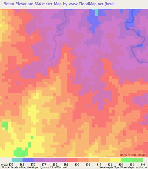 Boma,Ethiopia Elevation Map