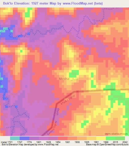 Bok'lo,Eritrea Elevation Map