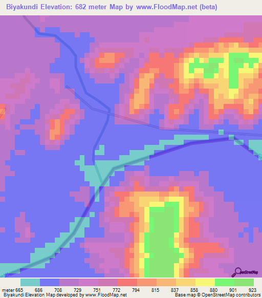 Biyakundi,Eritrea Elevation Map