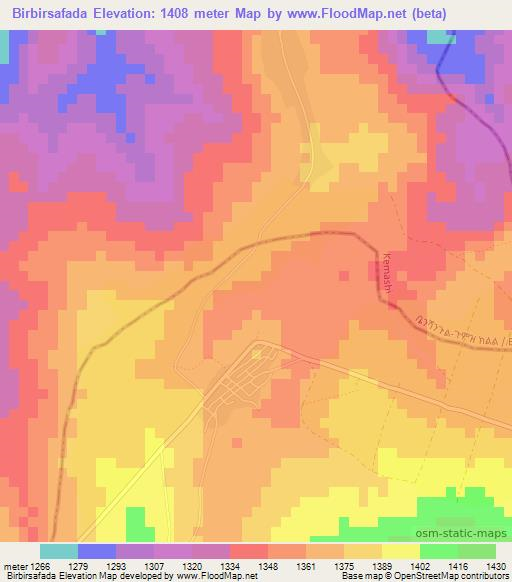 Birbirsafada,Ethiopia Elevation Map