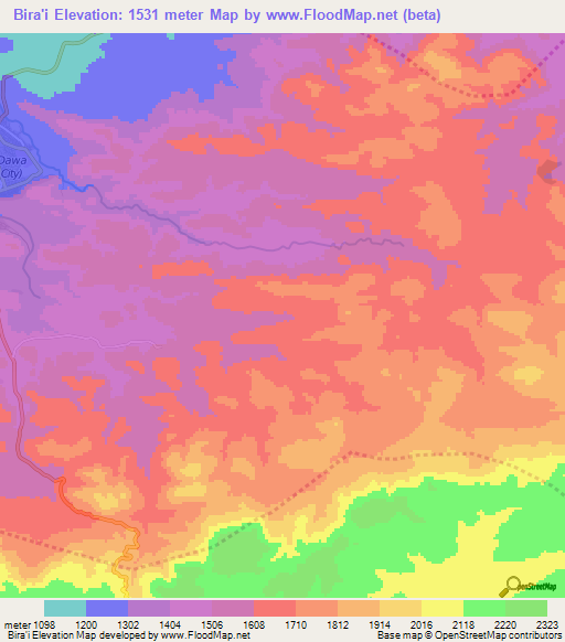 Bira'i,Ethiopia Elevation Map