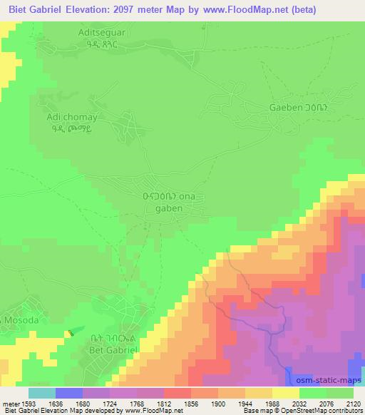 Biet Gabriel,Eritrea Elevation Map