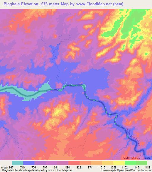 Biaghela,Eritrea Elevation Map