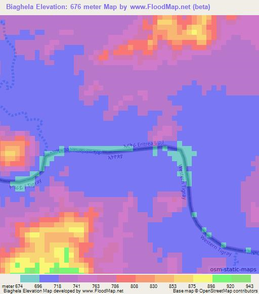 Biaghela,Eritrea Elevation Map