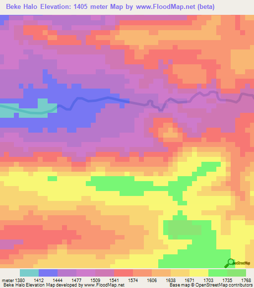 Beke Halo,Ethiopia Elevation Map