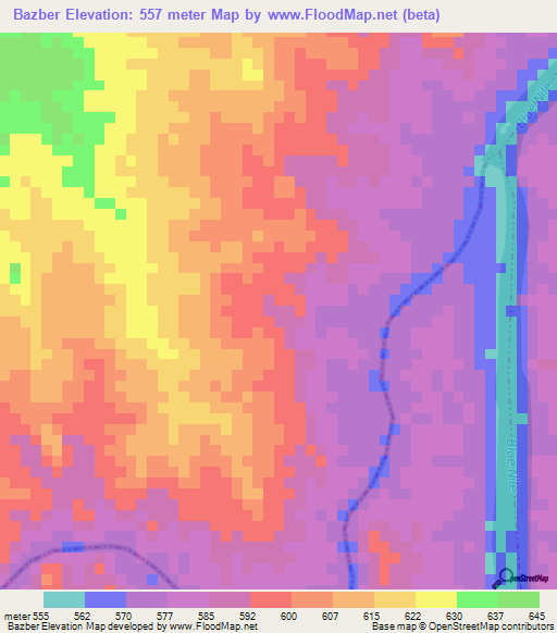 Bazber,Ethiopia Elevation Map
