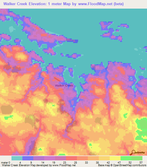 Walker Creek,Falkland Islands Elevation Map