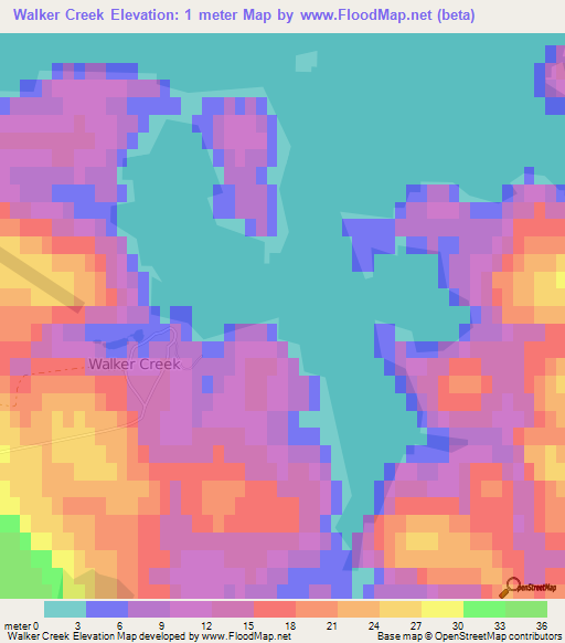 Walker Creek,Falkland Islands Elevation Map